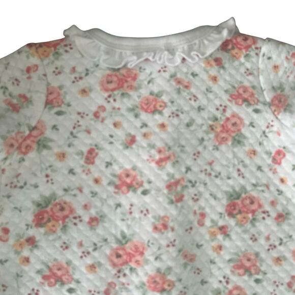 Laura Ashley | Baby Girls Pink & White Floral Print Sleeper | Size 0-3 Mos - Picture 7 of 9